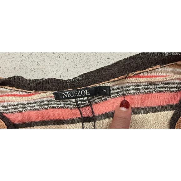 Nic + Zoe Cardigan Womens Multicolored Open Knit Linen Blend Cardigan Boho Small - Picture 7 of 8
